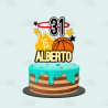 Topper tarta baloncesto amarillo