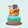 Topper tarta baloncesto naranja