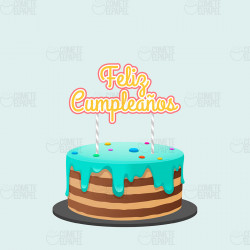 Topper tarta Feliz Cumpleaños Rojo