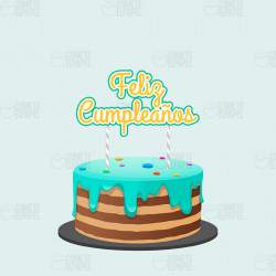 Topper tarta Feliz Cumpleaños Verde