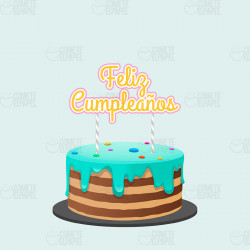 Topper tarta Feliz Cumpleaños Rosa