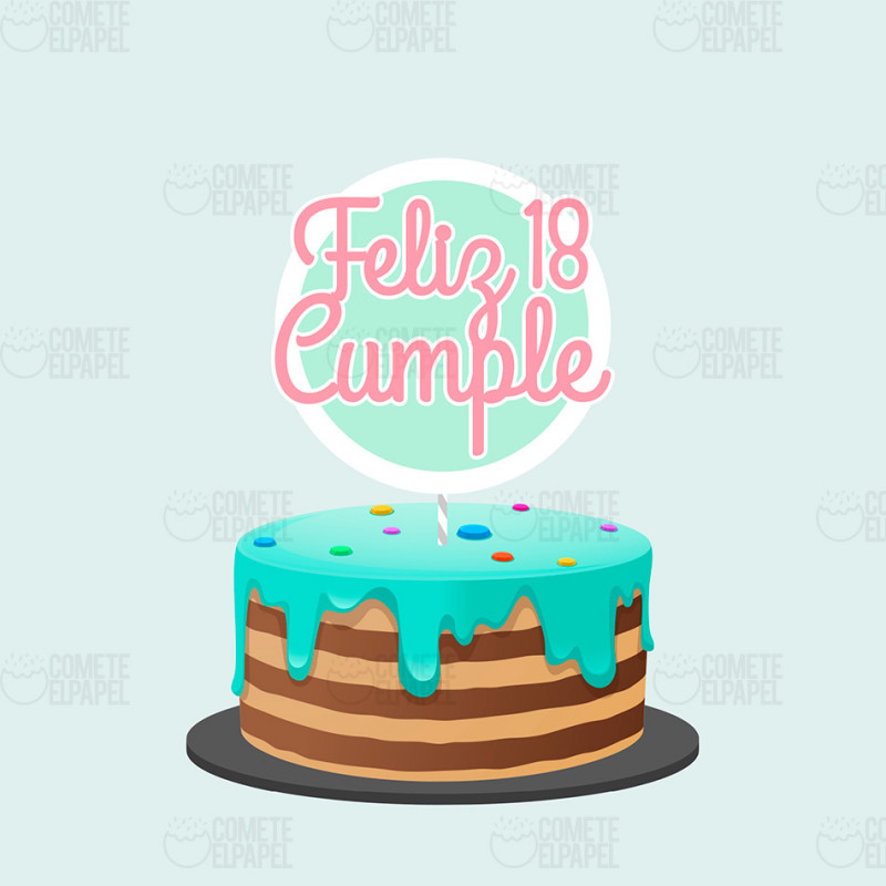 Topper tarta Feliz Cumple rosa