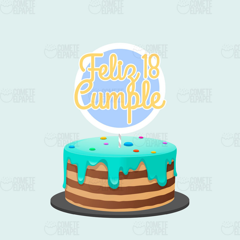 Topper tarta Feliz Cumple amarillo Topper tarta Feliz Cumple amarillo