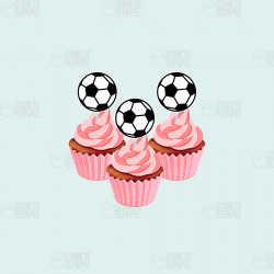 Topper cupcake balones fútbol